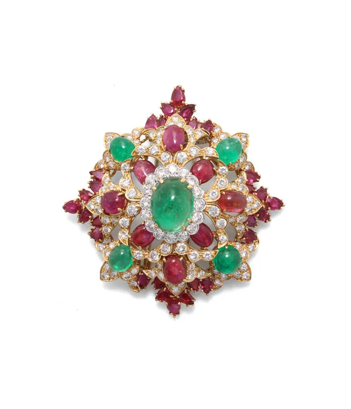 David Webb Brooches*Heraldic Colored Snowflake Brooch