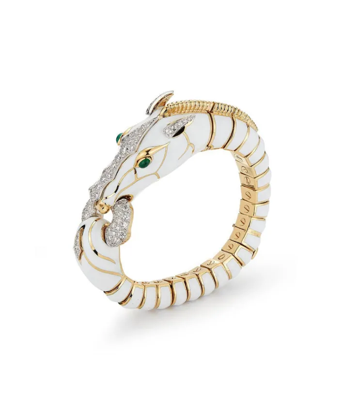 David Webb Bracelets*Horse Bracelet, White Enamel