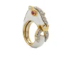 David Webb Rings*Horse Ring, White Enamel, Ruby