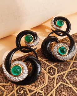 David Webb Earrings*Ink Scroll Earrings