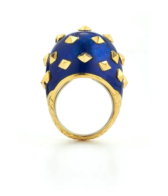 David Webb Rings*Jackie Ring, Blue Enamel
