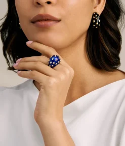 David Webb Rings*Jackie Ring, Blue Enamel