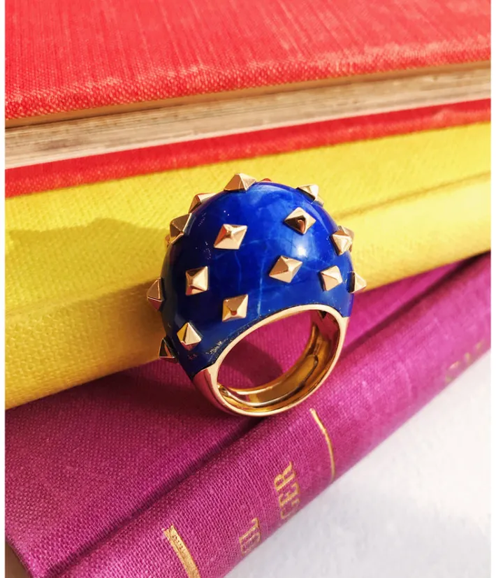 David Webb Rings*Jackie Ring, Blue Enamel
