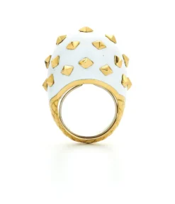 David Webb Rings*Jackie Ring, White Enamel