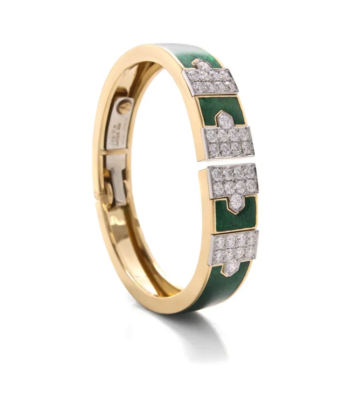 David Webb Bracelets*Lane Bracelet, Green Enamel