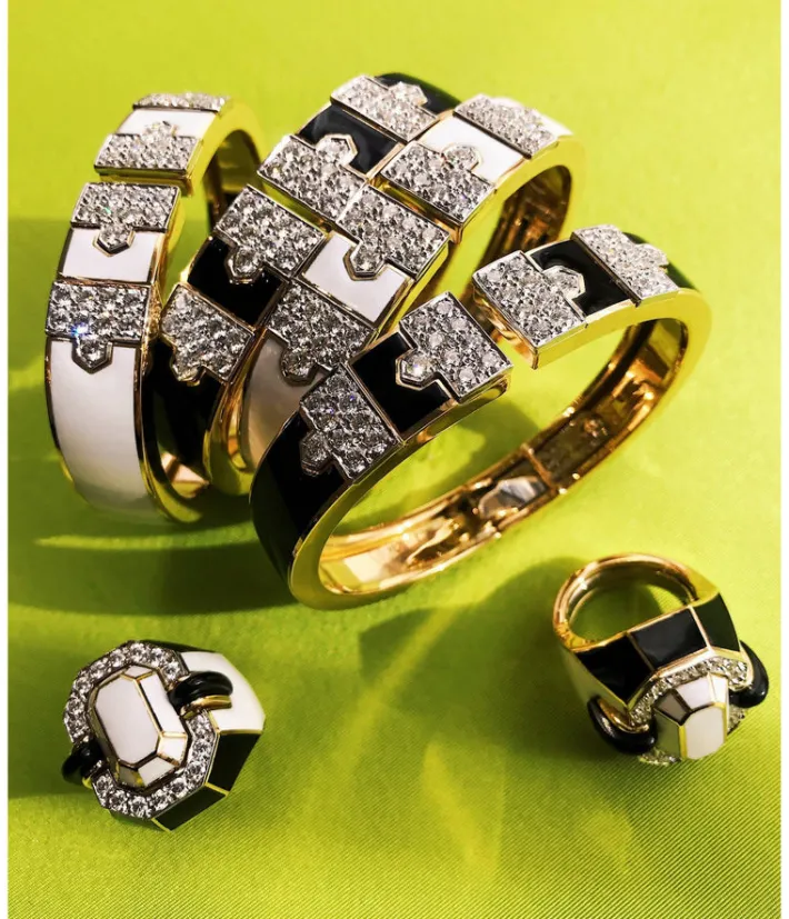 David Webb Bracelets*Lane Bracelet, White Enamel