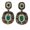 David Webb Earrings*Lantern Earrings, Black Enamel, Emerald, Diamonds