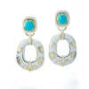 David Webb Earrings*Lantern Earrings, White Enamel, Turquoise
