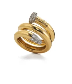 David Webb Rings*Large Diamond Nail Ring, Polished 18K Gold