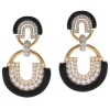 David Webb Earrings*Large Unity Earrings, Black Enamel