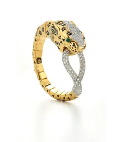 David Webb Bracelets*Leopard Bracelet, Black Enamel