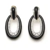 David Webb Earrings*Long Hoop Earrings, Black Enamel