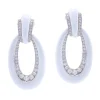 David Webb Earrings*Long Hoop Earrings, White Enamel
