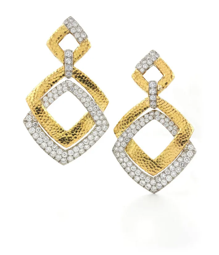 David Webb Earrings*Madison Double Square Earrings