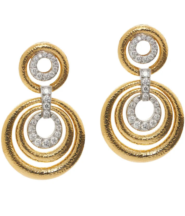 David Webb Earrings*Madison Triple Round Hoop Earrings