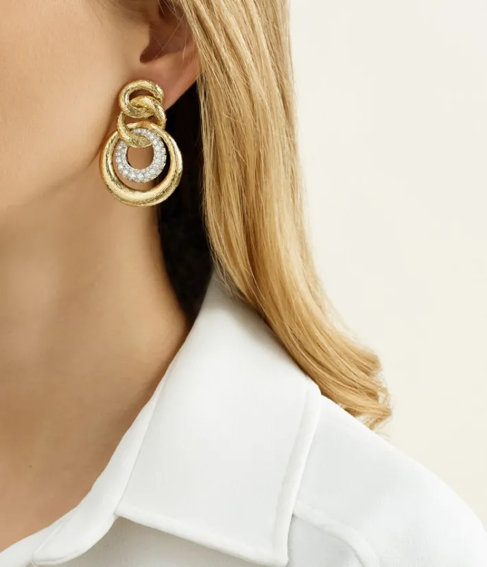 David Webb Earrings*Madison Twisted Double Round Hoop Earrings