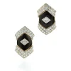 David Webb Earrings*Manhattan Stud Earrings, Black Enamel