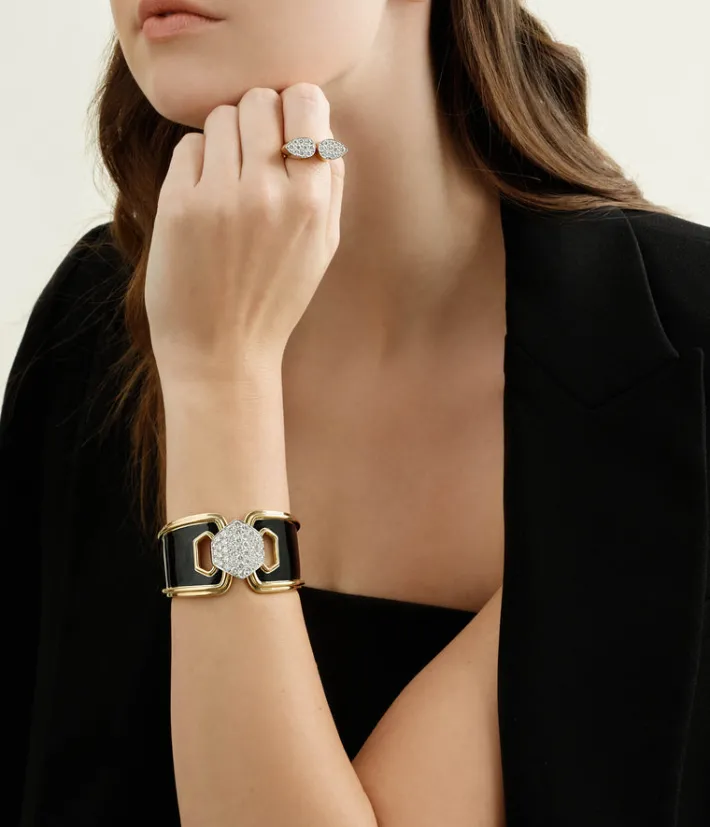David Webb Bracelets*Marina Cuff, Black Enamel