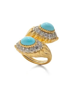 David Webb Rings*Mount Olympus Crossover Ring, Turquoise