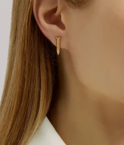 David Webb Earrings*Nail Stud Earrings, Hammered 18K Gold