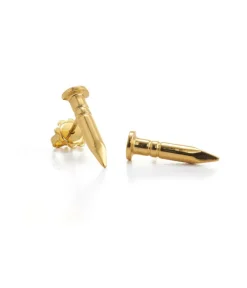 David Webb Earrings*Nail Stud Earrings, Polished 18K Gold