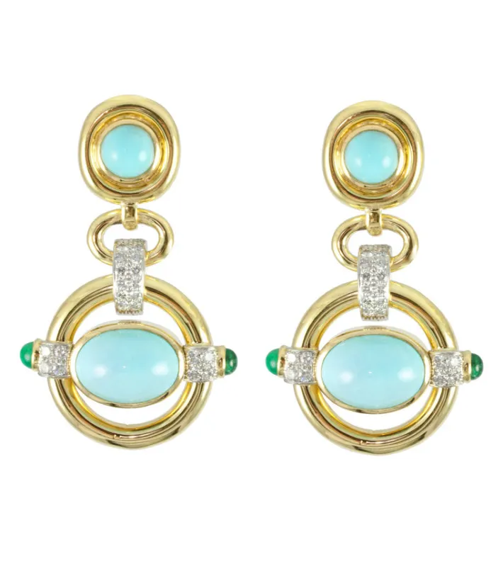 David Webb Earrings*Orbit Earrings, Turquoise