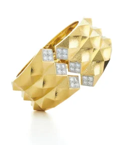 David Webb Bracelets*Origami Cuff, Hammered 18K Gold