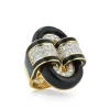 David Webb Rings*Oval Buckle Ring, Black Enamel