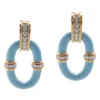 David Webb Earrings*Oval Link Earrings, Light Blue Enamel