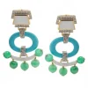 David Webb Earrings*Pagoda Earrings, Turquoise with Jade Beads