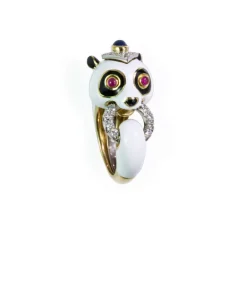 David Webb Rings*Panda Ring, Sapphire