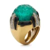 David Webb Rings*Pantheon Ring, Carved Emerald