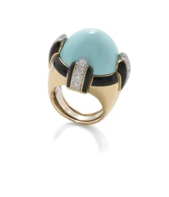 David Webb Rings*Pantheon Ring, Turquoise