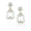 David Webb Earrings*Pentagon Bamboo Earrings, White Enamel