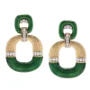 David Webb Earrings*Radiator Hoop Earrings, Diamonds and Green Enamel