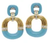 David Webb Earrings*Radiator Hoop Earrings, Diamonds and Light Blue Enamel