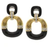 David Webb Earrings*Radiator Hoop Earrings, Diamonds and Black Enamel