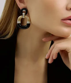 David Webb Earrings*Radiator Hoop Earrings, Diamonds and Black Enamel
