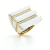 David Webb Rings*Radiator Ring, White Enamel