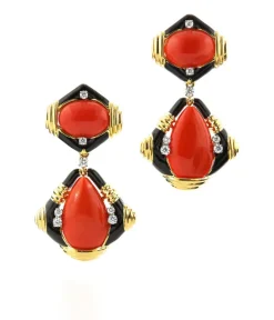 David Webb Earrings*Radio Earrings, Coral