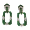 David Webb Earrings*Rectangular Mini Hoop Earrings, Green