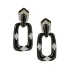 David Webb Earrings*Rectangular Mini-Hoop Earrings, Black
