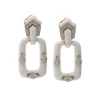 David Webb Earrings*Rectangular Mini-Hoop Earrings, White