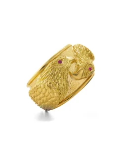 David Webb Bracelets*Repoussé Twin Eagle Cuff, Ruby