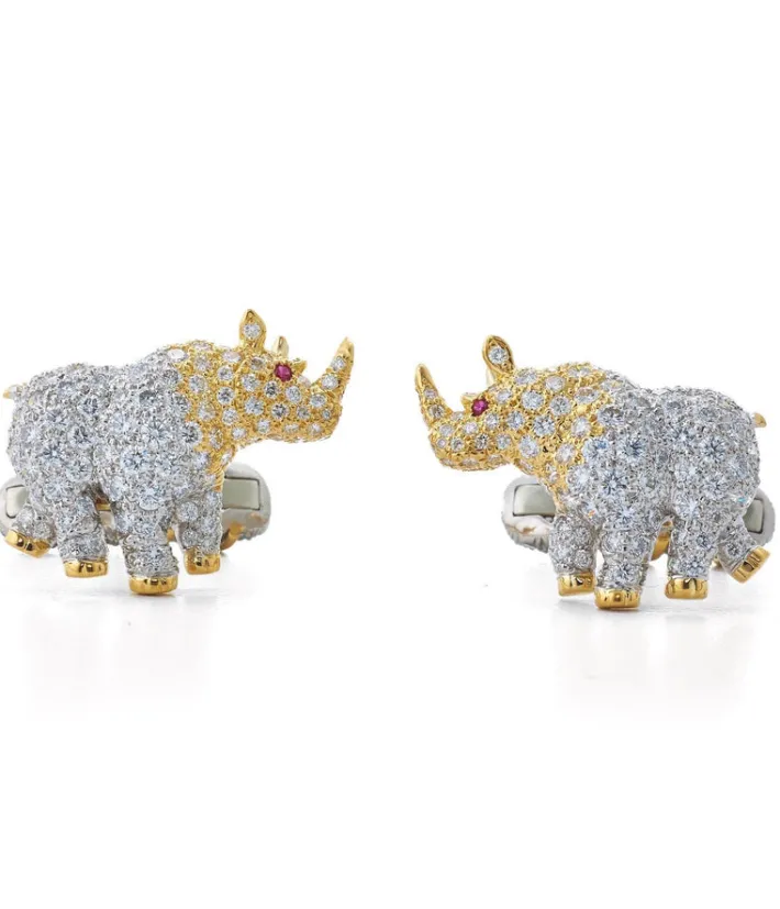 David Webb Cuff Links*Rhinoceros Cuff Links
