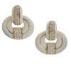 David Webb Earrings*Rock Center Doorknocker Earrings, White Enamel