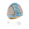 David Webb Rings*Rope Ring, Light Blue Enamel