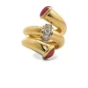 David Webb Rings*Ruby Pipe Ring, Polished 18K Gold