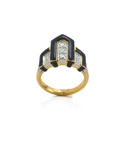 David Webb Rings*Scape Ring, Black Enamel