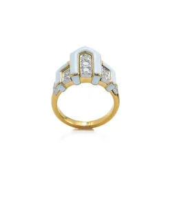 David Webb Rings*Scape Ring, White Enamel